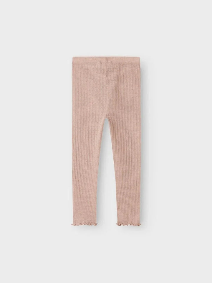 name it mini ULL/SILKE WOSSA RIB LEGGING - Shadow Gray | Torgunns Barneklær AS
