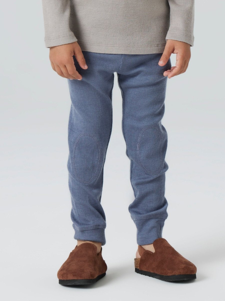 name it mini ULL/SILKE WOSSA RIB LONGJOHN - Folkstone Gray | Torgunns Barneklær AS
