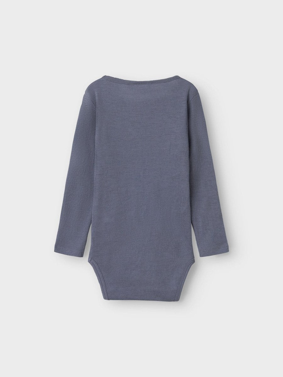 name it mini ULL/SILKE WOSSA RIB LS BODY - Folkstone Gray | Torgunns Barneklær AS