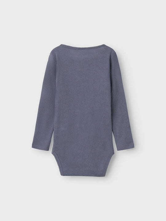 name it mini ULL/SILKE WOSSA RIB LS BODY - Folkstone Gray | Torgunns Barneklær AS