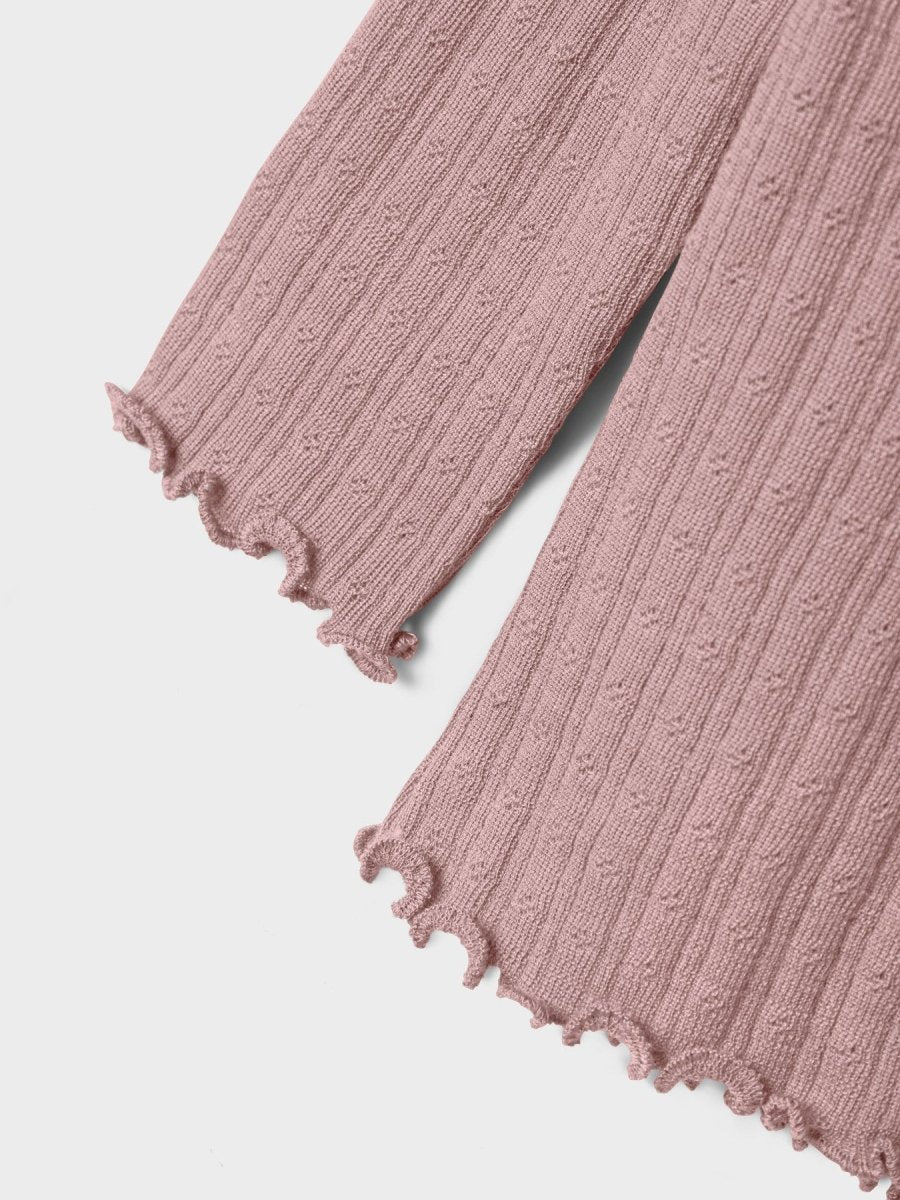 name it mini ULL/SILKE WOSSA RIB LS TOP - Antler | Torgunns Barneklær AS