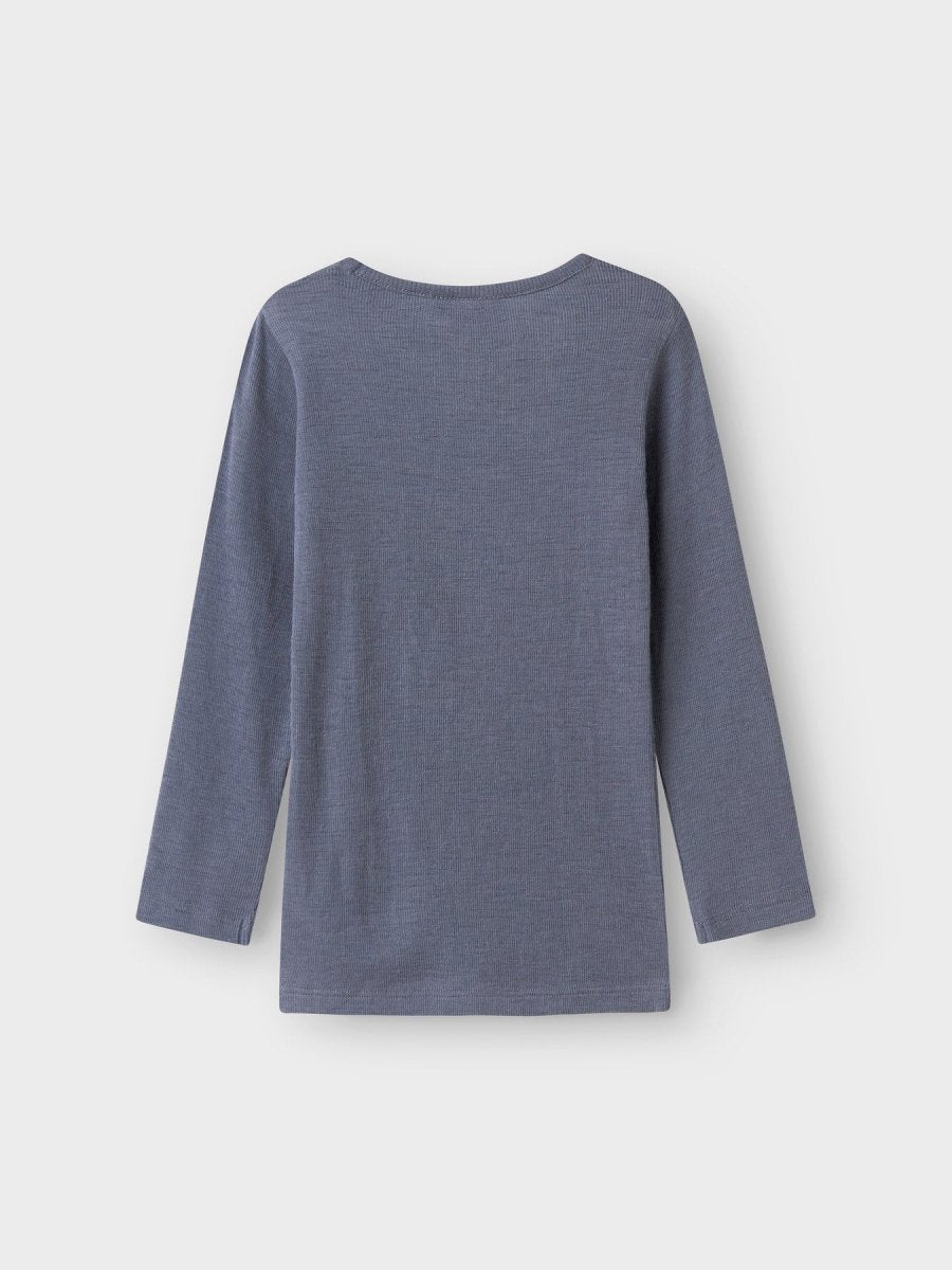 name it mini ULL/SILKE WOSSA RIB LS TOP - Folkstone Gray | Torgunns Barneklær AS