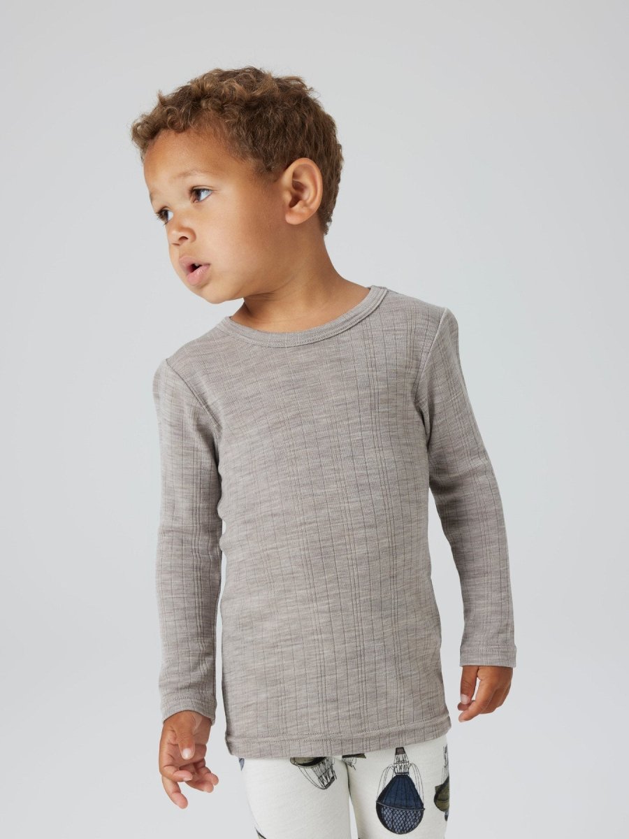 name it mini ULL/SILKE WOSSA RIB LS TOP - Satellite | Torgunns Barneklær AS