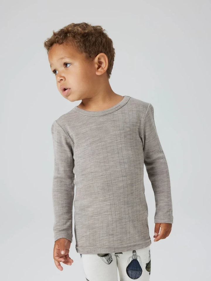 name it mini ULL/SILKE WOSSA RIB LS TOP - Satellite | Torgunns Barneklær AS