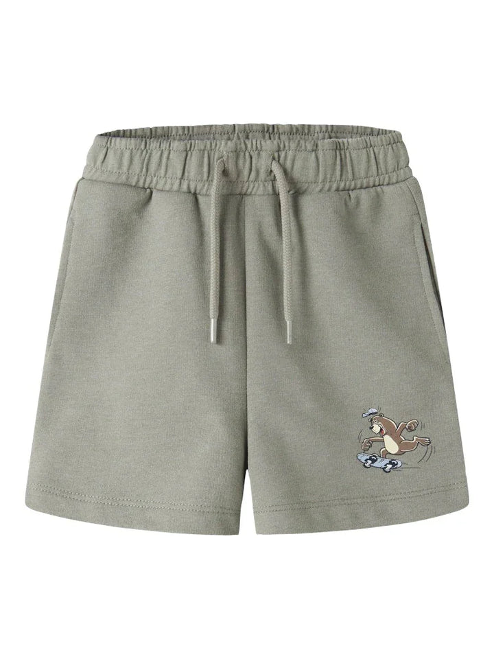 Grønne barneshorts med skaterbjørn, myk bomull for små barn 0-8 år
