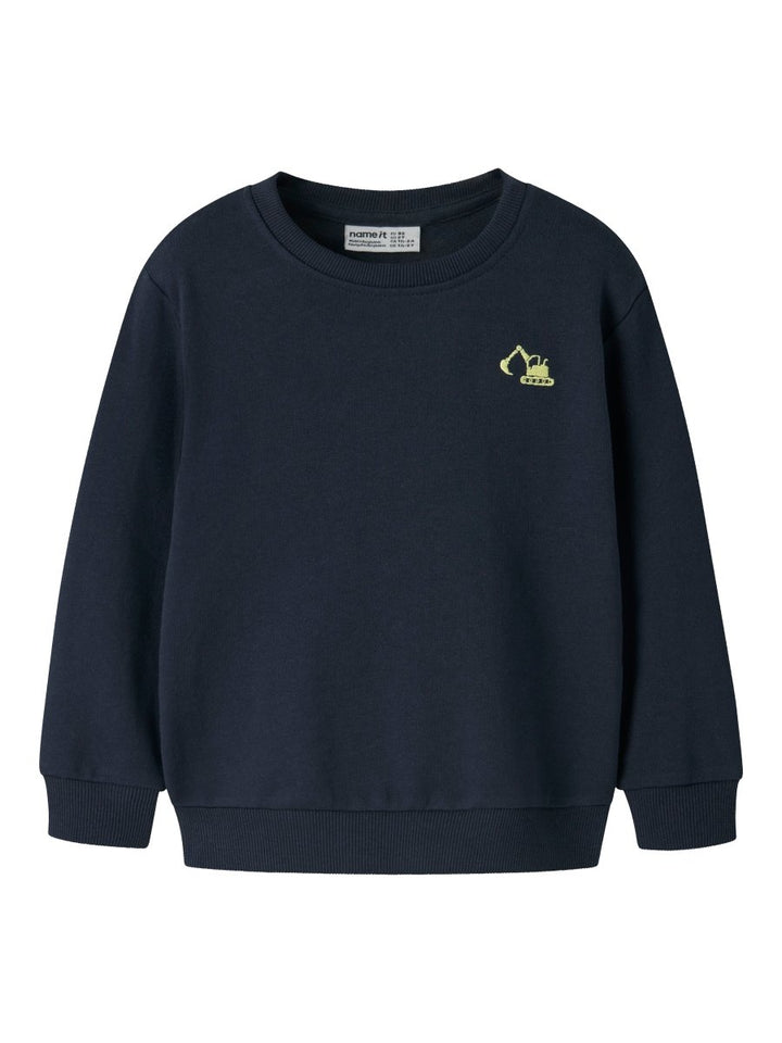 name it mini VALLEN LS SWEAT - Navy Blazer | Excavator | Torgunns Barneklær AS