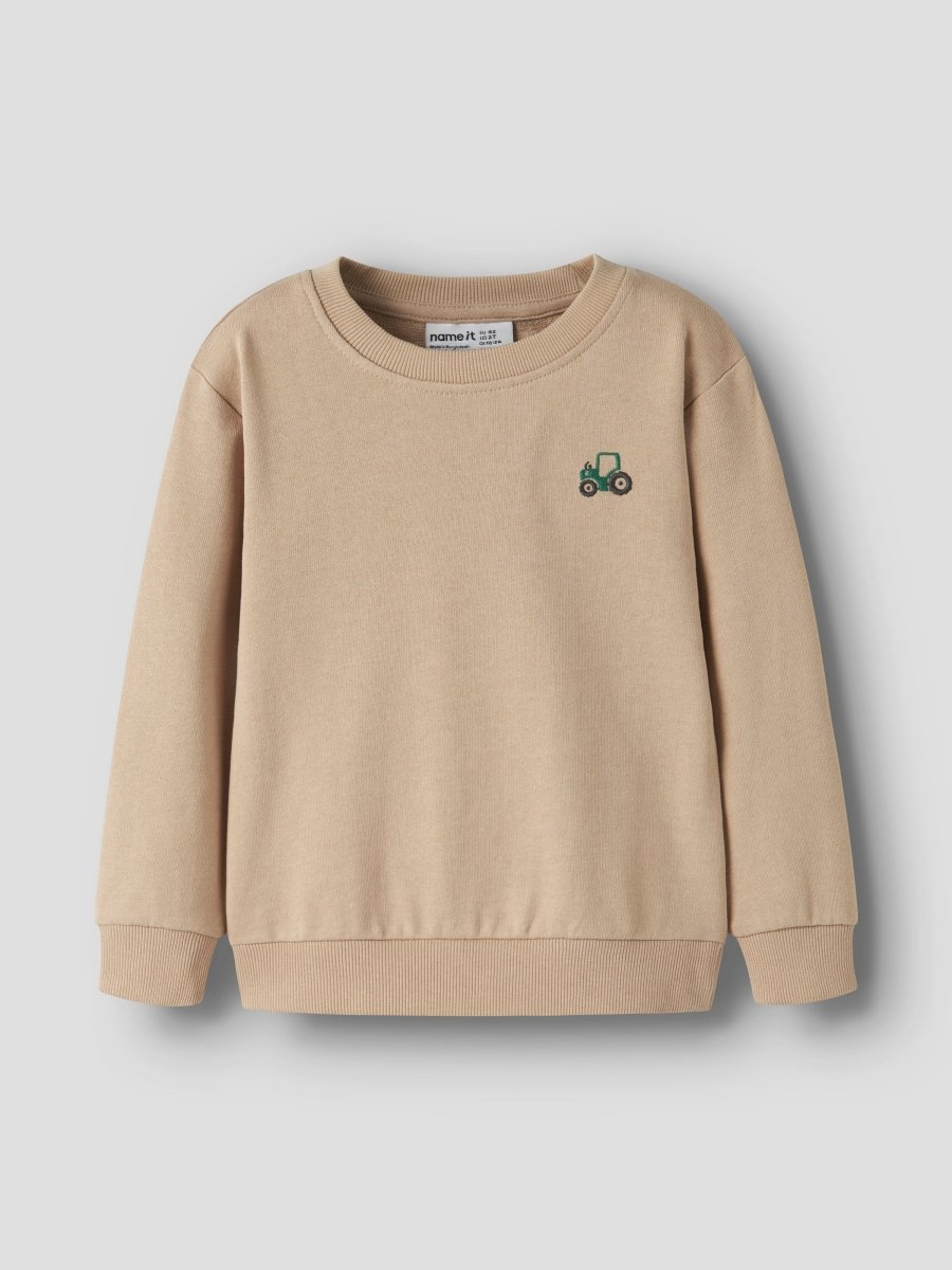 name it mini VALLEN LS SWEAT - Sesame | Tractor | Torgunns Barneklær AS