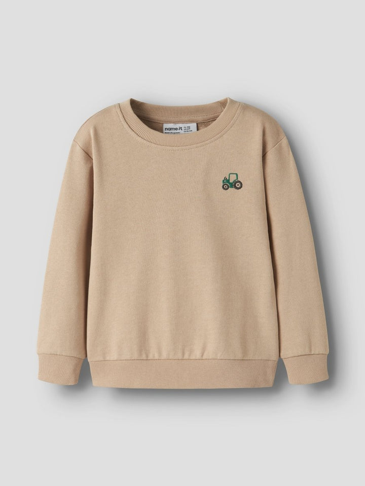 name it mini VALLEN LS SWEAT - Sesame | Tractor | Torgunns Barneklær AS