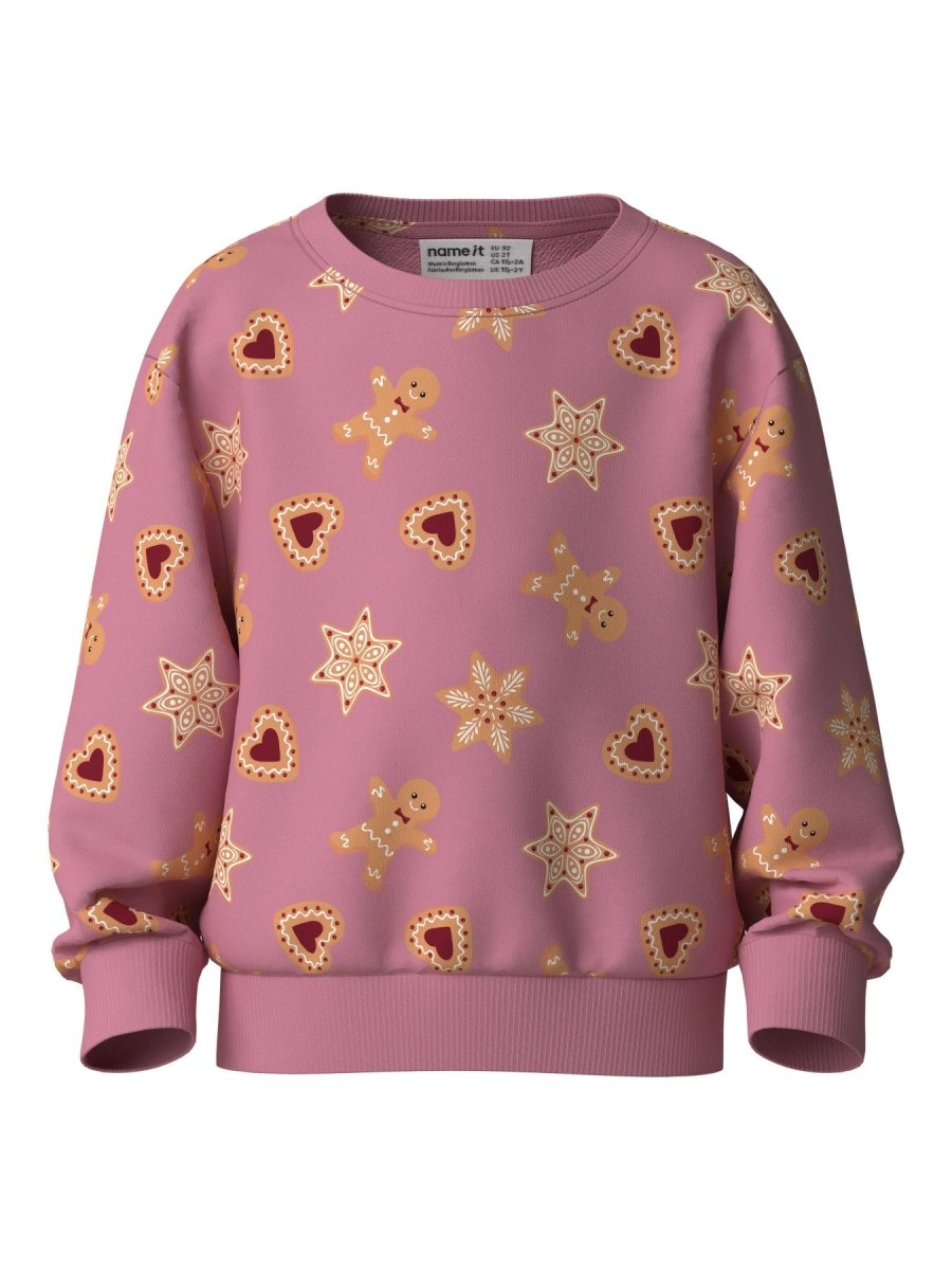 name it mini VERTRUD Genser - Wild Rose | Gingerbread Cookies | Torgunns Barneklær AS