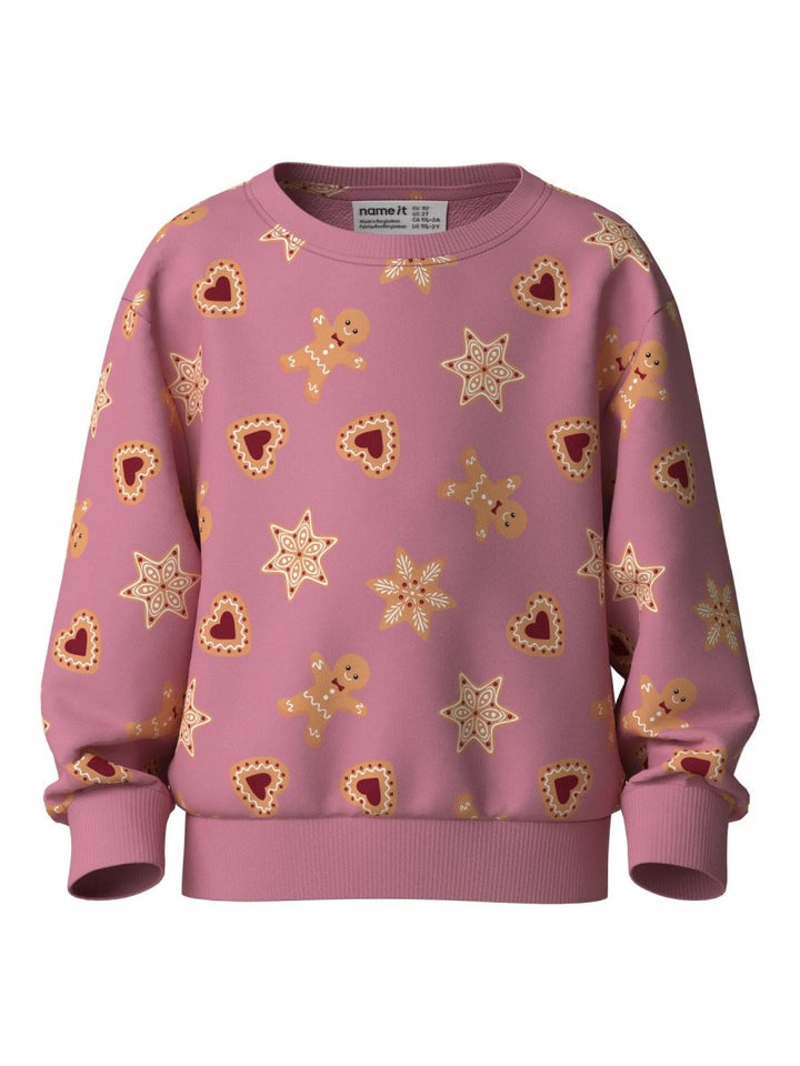 name it mini VERTRUD Genser - Wild Rose | Gingerbread Cookies | Torgunns Barneklær AS