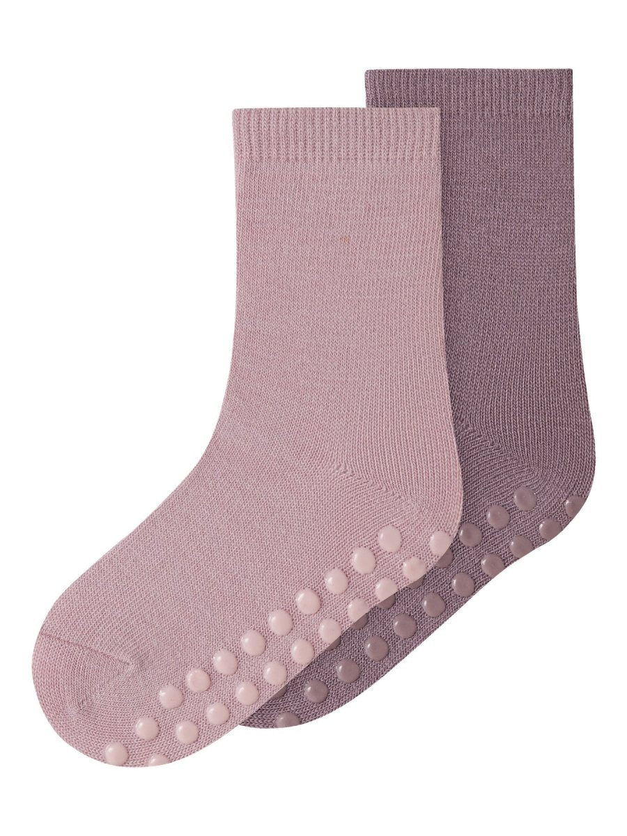 name it mini WAK 2pk Ullsokker med antiskli - Violet Ice / Toadstyle | Torgunns Barneklær AS
