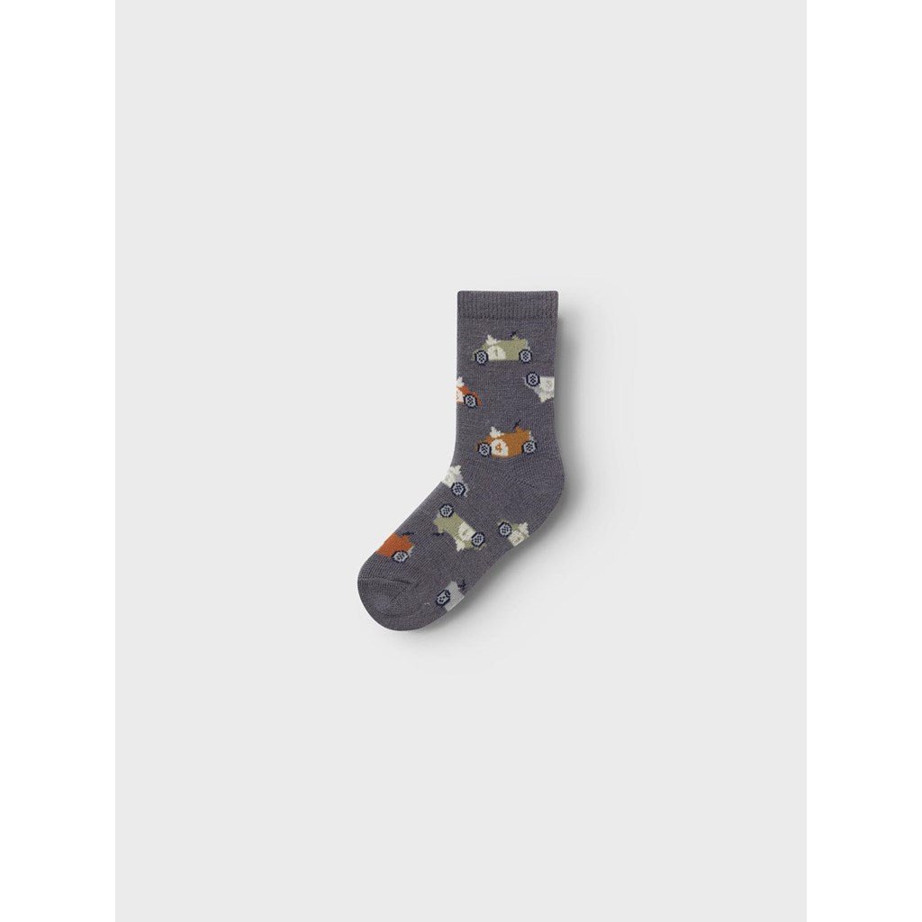 name it mini WAK WOOL 4 PACK SOCK - Iron Gate | Torgunns Barneklær AS