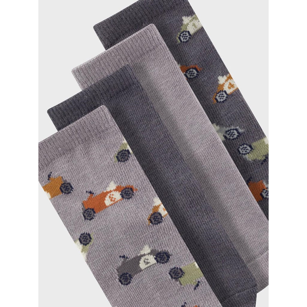 name it mini WAK WOOL 4 PACK SOCK - Iron Gate | Torgunns Barneklær AS