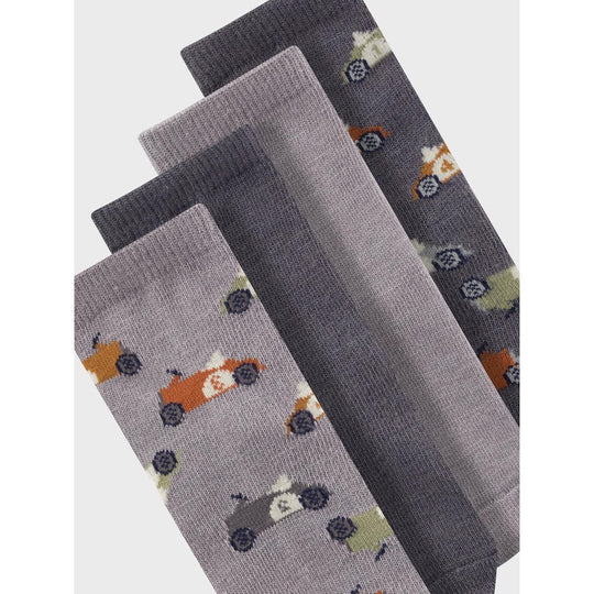 name it mini WAK WOOL 4 PACK SOCK - Iron Gate | Torgunns Barneklær AS