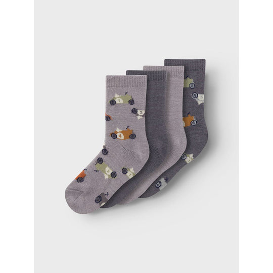 name it mini WAK WOOL 4 PACK SOCK - Iron Gate | Torgunns Barneklær AS