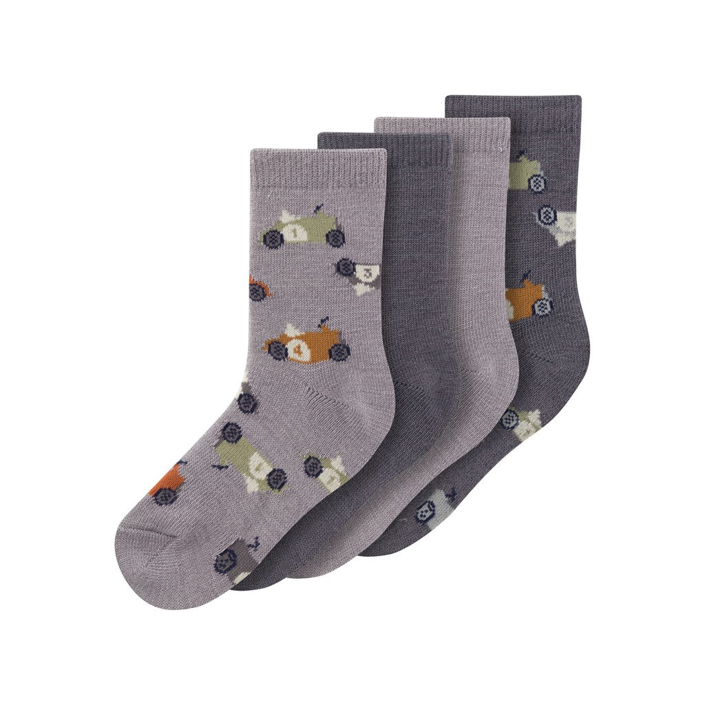 name it mini WAK WOOL 4 PACK SOCK - Iron Gate | Torgunns Barneklær AS