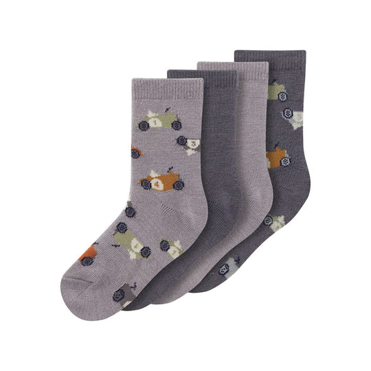 name it mini WAK WOOL 4 PACK SOCK - Iron Gate | Torgunns Barneklær AS