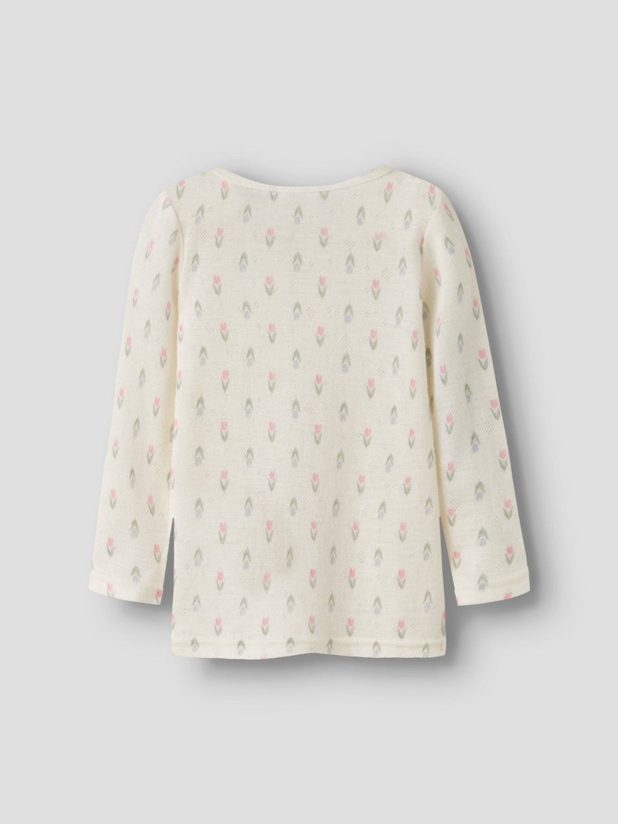 name it mini WANG ull genser i merinoull – Coconut Milk | Blomster | Torgunns Barneklær AS