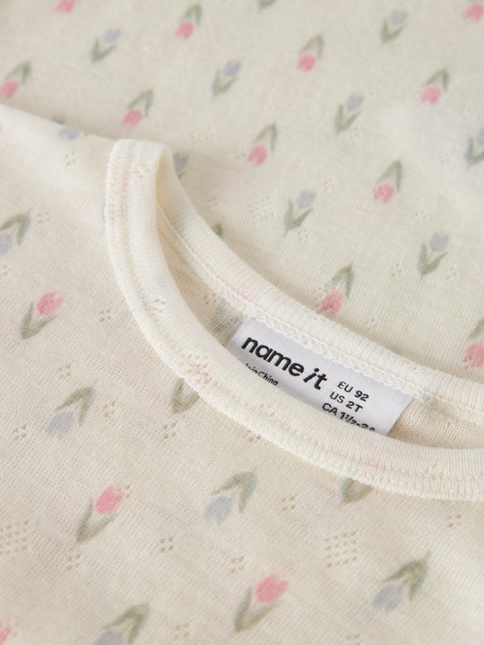 name it mini WANG ull genser i merinoull – Coconut Milk | Blomster | Torgunns Barneklær AS