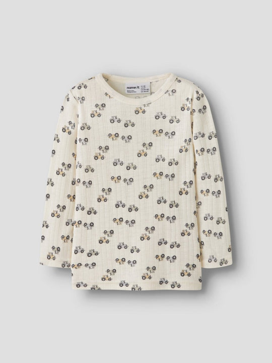 name it mini WANG ull genser i merinoull – Coconut Milk | Traktor | Torgunns Barneklær AS