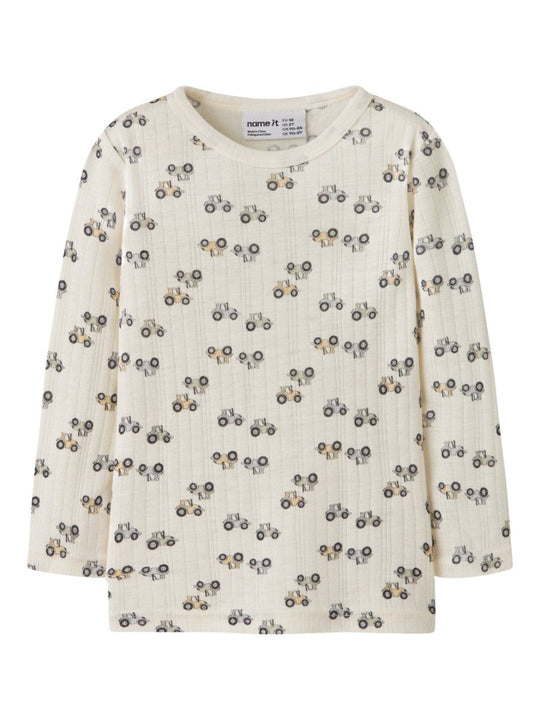 name it mini WANG ull genser i merinoull – Coconut Milk | Traktor | Torgunns Barneklær AS