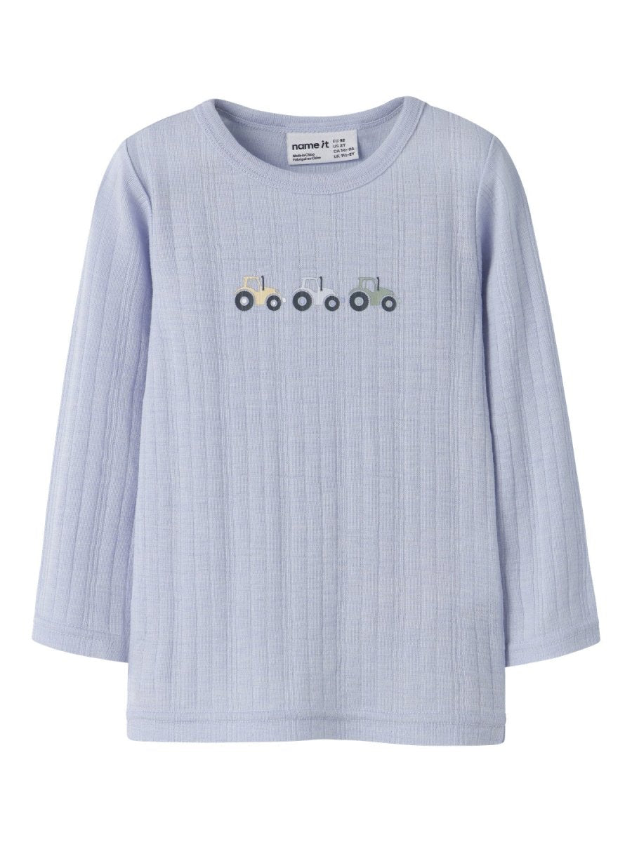 name it mini WANG ull genser i merinoull – Zen Blue | Traktor | Torgunns Barneklær AS