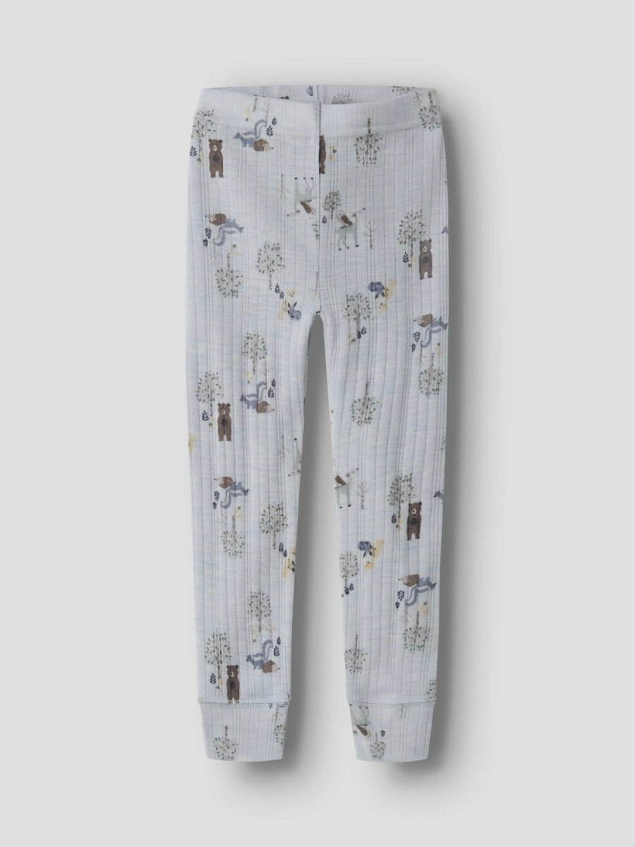 name it mini WANG Ull Legging - Arctic Ice | Forest Animals | Torgunns Barneklær AS