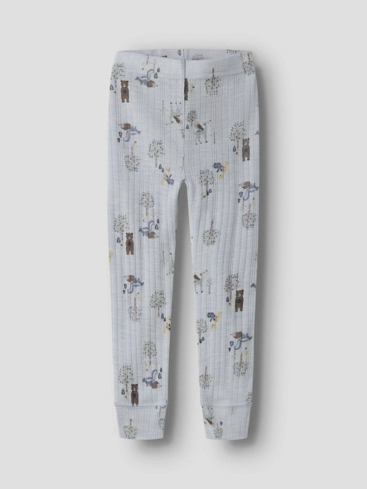 name it mini WANG Ull Legging - Arctic Ice | Forest Animals | Torgunns Barneklær AS