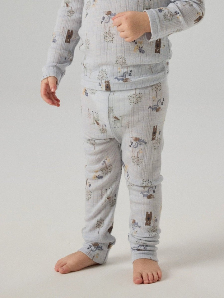 name it mini WANG Ull Legging - Arctic Ice | Forest Animals | Torgunns Barneklær AS