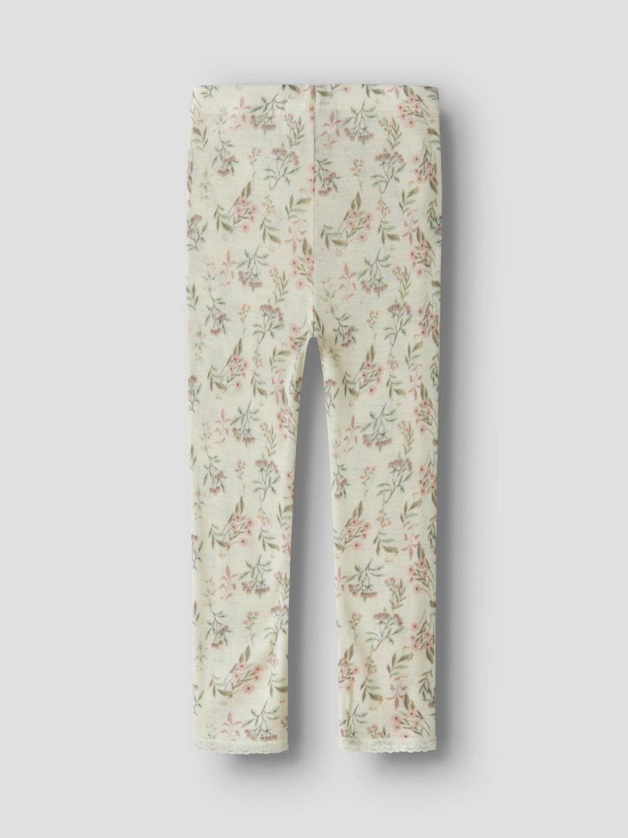 name it mini WANG Ull Legging NOOS - Snow White | Flowers &amp; Leafs | Torgunns Barneklær AS