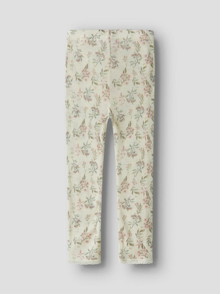 name it mini WANG Ull Legging NOOS - Snow White | Flowers &amp; Leafs | Torgunns Barneklær AS