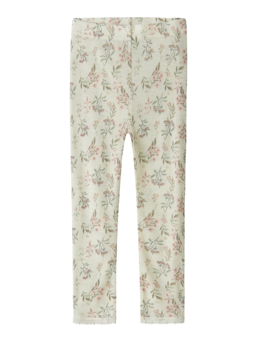 name it mini WANG Ull Legging NOOS - Snow White | Flowers & Leafs | Torgunns Barneklær AS