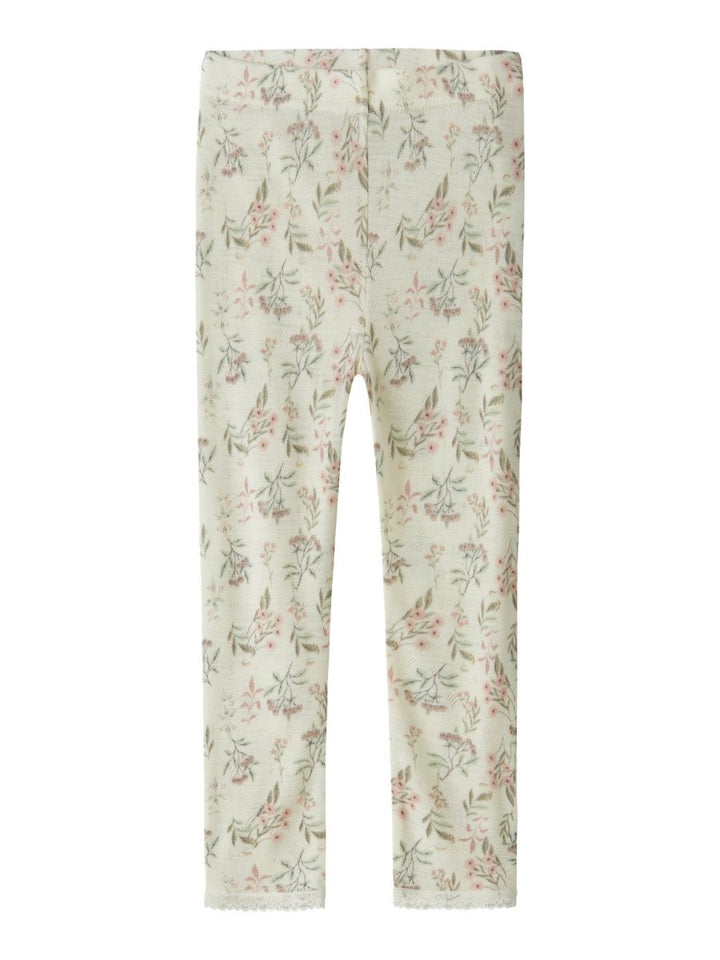 name it mini WANG Ull Legging NOOS - Snow White | Flowers &amp; Leafs | Torgunns Barneklær AS
