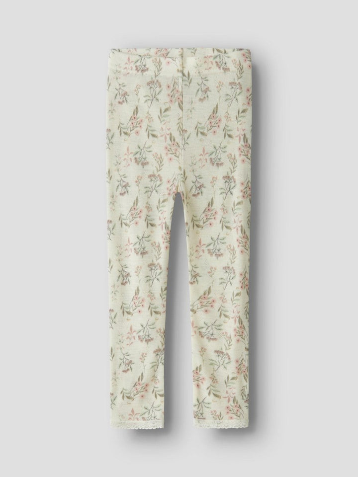 name it mini WANG Ull Legging NOOS - Snow White | Flowers &amp; Leafs | Torgunns Barneklær AS