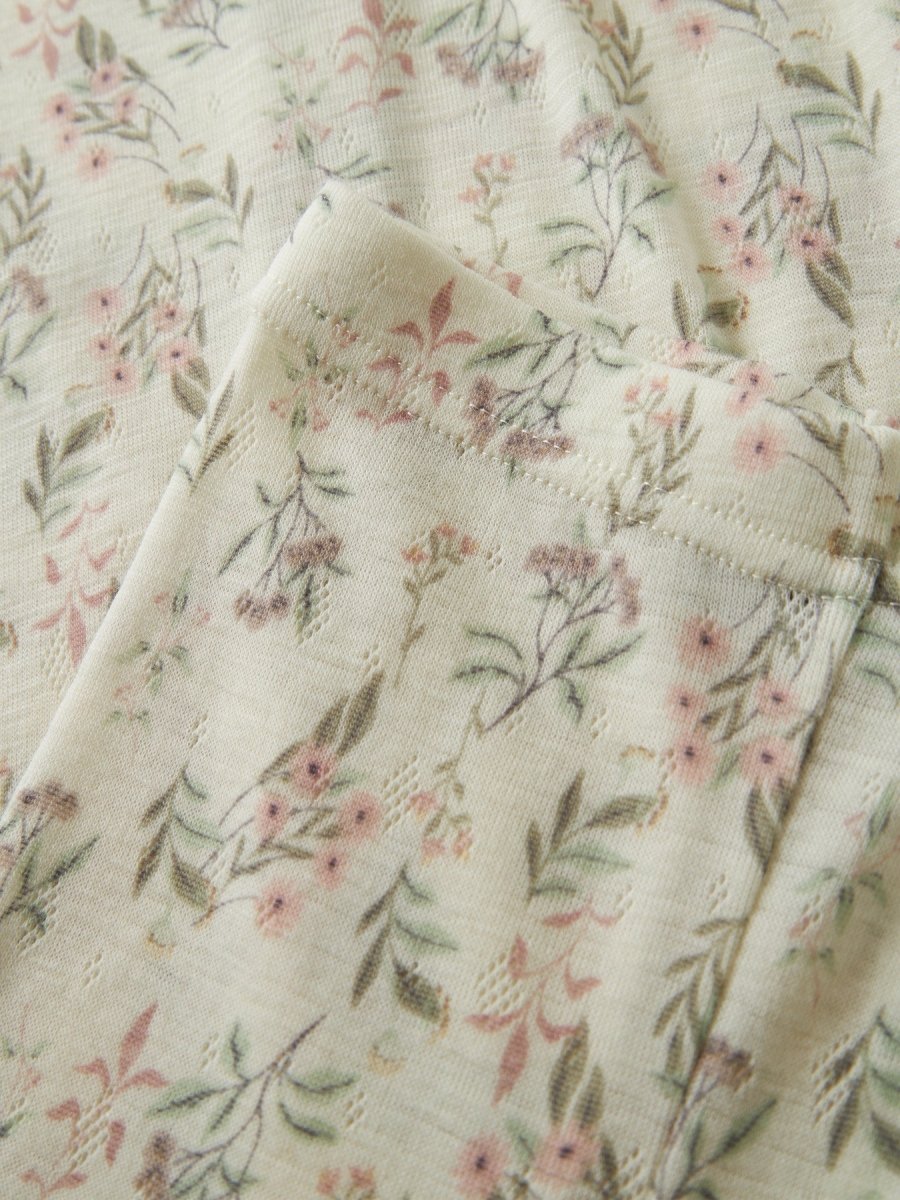 name it mini WANG Ull Legging NOOS - Snow White | Flowers &amp; Leafs | Torgunns Barneklær AS