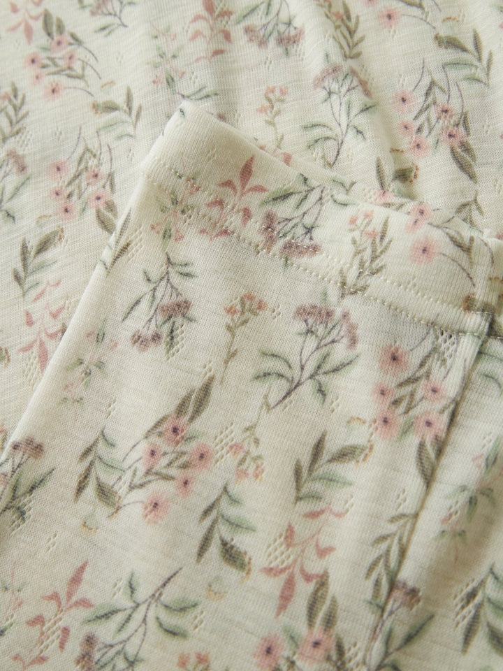 name it mini WANG Ull Legging NOOS - Snow White | Flowers &amp; Leafs | Torgunns Barneklær AS