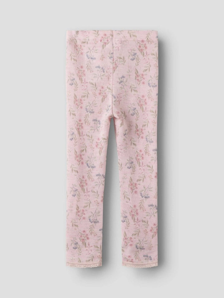 name it mini WANG Ull Legging NOOS - Violet Ice | Flowers &amp; Leafs | Torgunns Barneklær AS