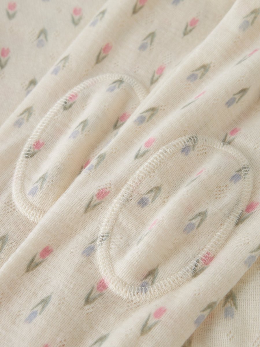 name it mini WANG ull leggings i merinoull – Coconut Milk | Blomster | Torgunns Barneklær AS