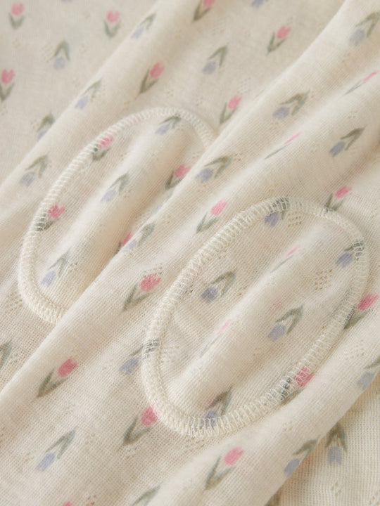 name it mini WANG ull leggings i merinoull – Coconut Milk | Blomster | Torgunns Barneklær AS