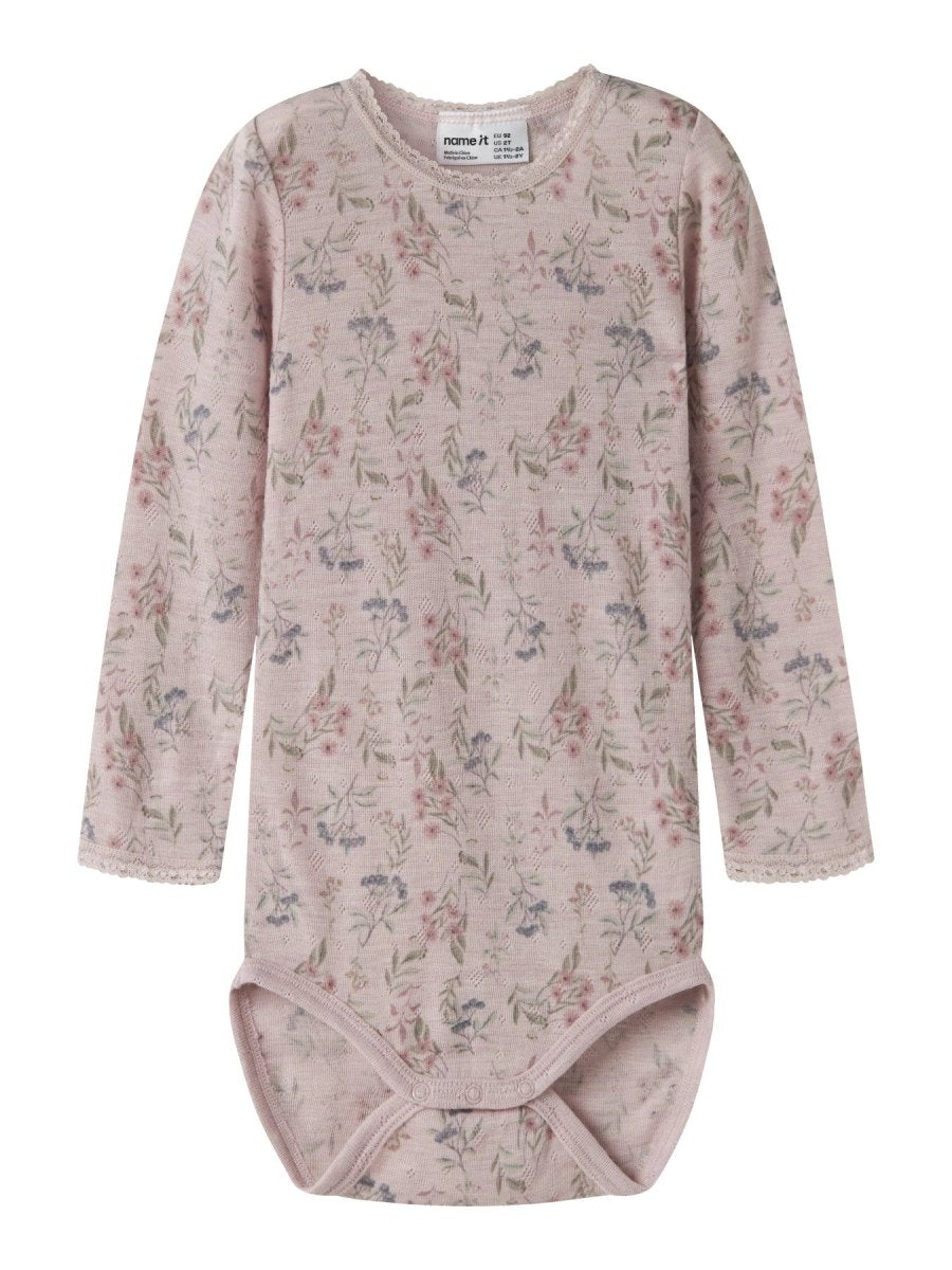 name it mini WANG Ullbody - Violet Ice | Flowers &amp; Leafs | Torgunns Barneklær AS