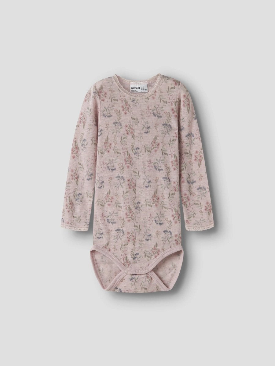 name it mini WANG Ullbody - Violet Ice | Flowers &amp; Leafs | Torgunns Barneklær AS
