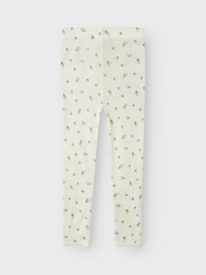 name it mini WANG WOOL NEEDLE LEGGING NOOS - Snow White | Small flowers | Torgunns Barneklær AS