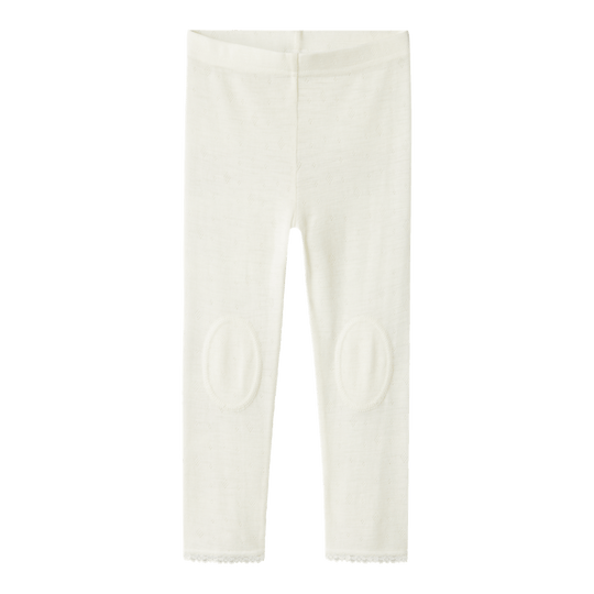 name it mini WANG WOOL NEEDLE LEGGING SOLID NOOS - Snow White | Torgunns Barneklær AS