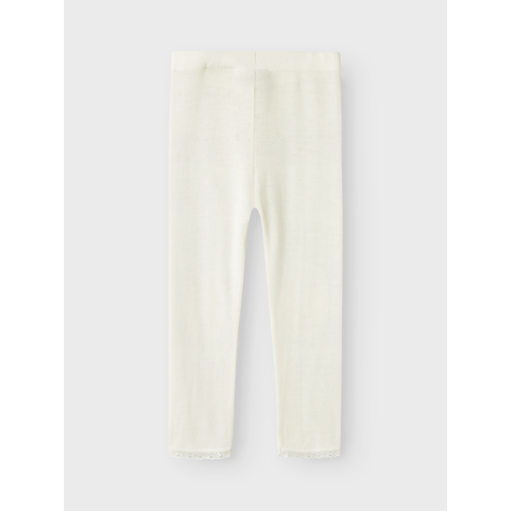 name it mini WANG WOOL NEEDLE LEGGING SOLID NOOS - Snow White | Torgunns Barneklær AS