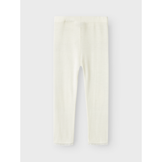 name it mini WANG WOOL NEEDLE LEGGING SOLID NOOS - Snow White | Torgunns Barneklær AS
