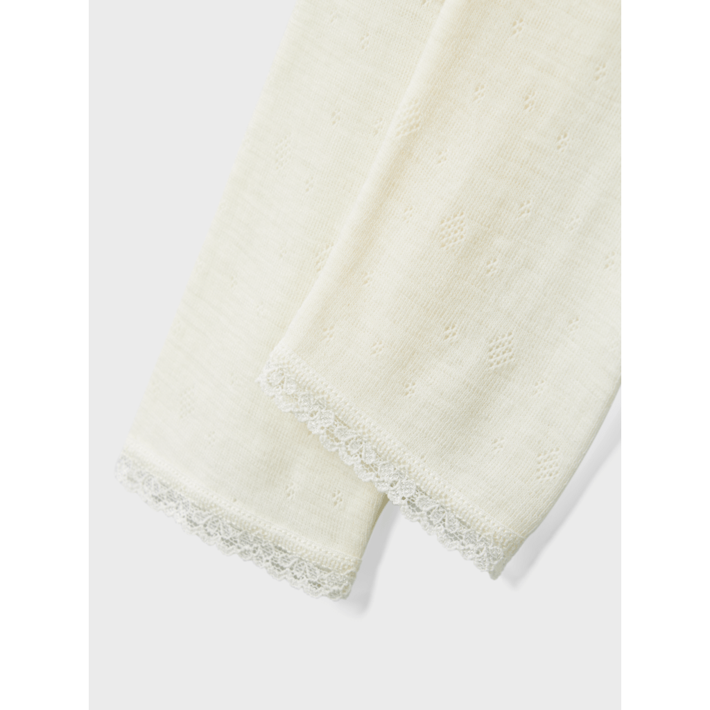 name it mini WANG WOOL NEEDLE LEGGING SOLID NOOS - Snow White | Torgunns Barneklær AS