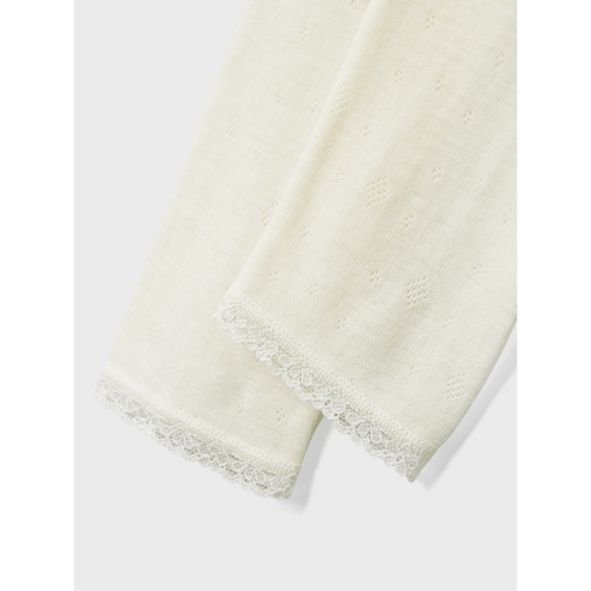 name it mini WANG WOOL NEEDLE LEGGING SOLID NOOS - Snow White | Torgunns Barneklær AS