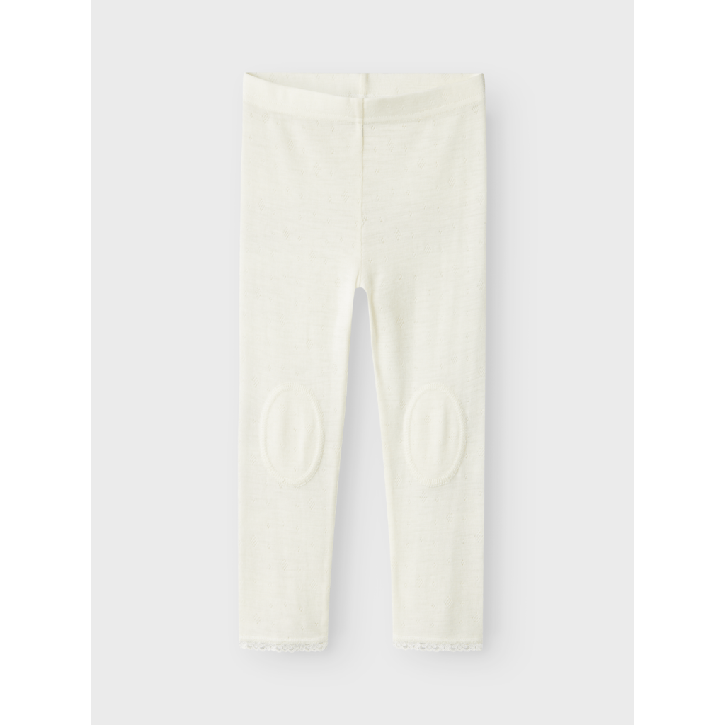name it mini WANG WOOL NEEDLE LEGGING SOLID NOOS - Snow White | Torgunns Barneklær AS