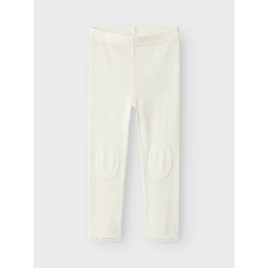 name it mini WANG WOOL NEEDLE LEGGING SOLID NOOS - Snow White | Torgunns Barneklær AS