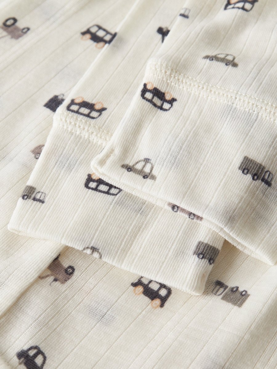 name it mini WANG WOOL NEEDLE LONGJOHN NOOS - Snow White | Small cars | Torgunns Barneklær AS